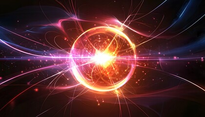 Wall Mural - abstract design with a luminous sphere.