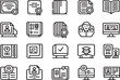 © Monayem Khan - Education Icons Set: A comprehensive collection of line icons representing various aspects of education, including certificates, diplomas, books, student profiles, and online learning.