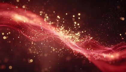 Wall Mural - abstract design with red and gold particles.