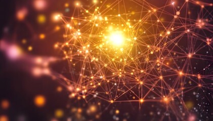 Wall Mural - abstract network design with glowing points and lines.