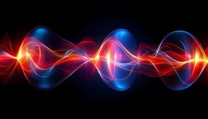 Wall Mural - abstract design with vibrant red and blue glowing waves.