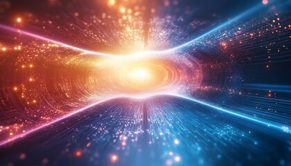 Wall Mural - a vibrant tunnel of glowing, interconnected lines.