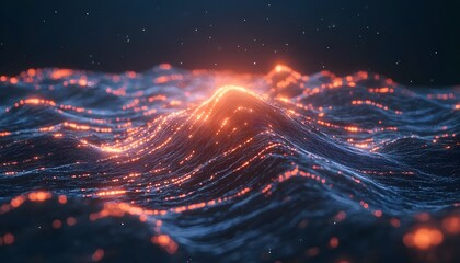 Wall Mural - abstract digital landscape with glowing points.