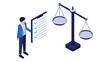 © Mambo_VG - Isometric view of a man with checklist and balance scale representing fairness and compliance matters