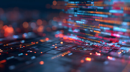 3D Rendering of software program coding with abstract binary data. For deep machine learning crypto currency Big data visualization Artificial intelligence 41133208 1