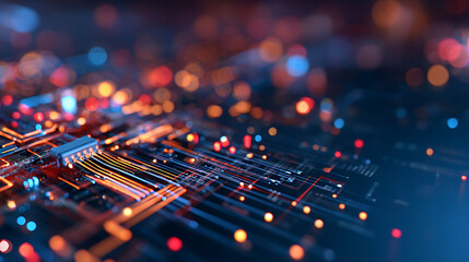 3D Rendering of Digital dots data travel through abstract computer circuit board lines. For technology website high tech product it component or services crypto currency background 97707259 1