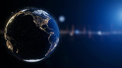 Wall Mural - global network connection over world map at night. digital data transmission and communication conce