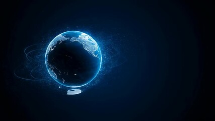 Wall Mural - global network connection over world map. digital data communication on planet earth. visualization 