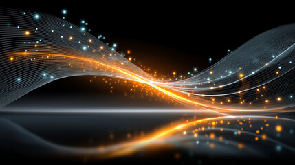 Wall Mural - illuminating data: a mesmerizing display of glowing lines and particles dance across a dark backgrou