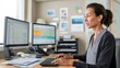 © Aleksandr S - HR professional analyzes mental health initiatives and strategies at her desk, focusing on improving workplace well-being during a busy workday in a contemporary office