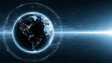 Wall Mural - global network connection over planet earth with glowing digital data and lines. modern communicatio