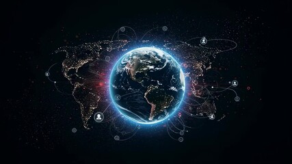 Wall Mural - digital earth globe with network lines. global business connection and communication. technology and