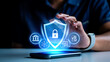 © Kaylash - Secure digital technology: protecting data and privacy with mobile phone security shield concept