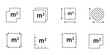 © Svitlana Tolmach  - Place measurement icon with M2 symbol in square meters. Vector outline illustration for real estate, interior floor space, or building land dimension