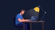 © DSGNCO - Focused coder working late at night under the warm glow of a desk lamp