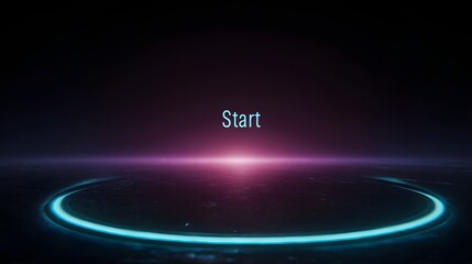 Wall Mural - Glowing UI interface labeled  Start  floating above control table