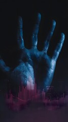 Wall Mural - futuristic hand gesture expanding production stats panel