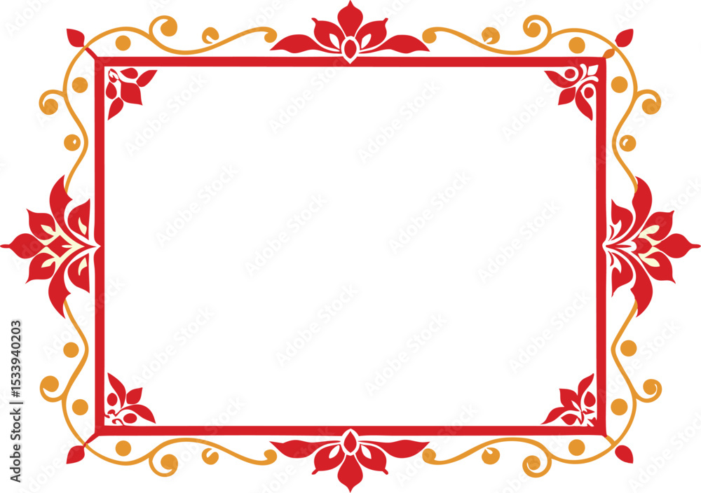 Elegant Red and Gold Floral Frame Border Design Stock Vector | Adobe Stock