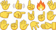 © Asma - Collection of various yellow hand emojis showing different gestures on a white background design art