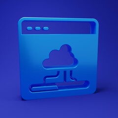 Wall Mural - blue cloud technology data transfer and storage icon isolated on blue background. minimalism concept