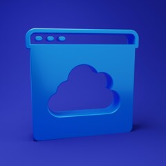 Wall Mural - blue cloud technology data transfer and storage icon isolated on blue background. minimalism concept