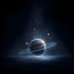 Wall Mural - holographic projection of the solar system in dark space