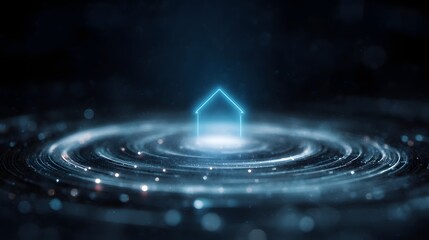Wall Mural - glowing holographic home in a digital interface