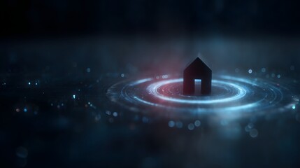 Wall Mural - holographic circle interface focusing on a glowing home