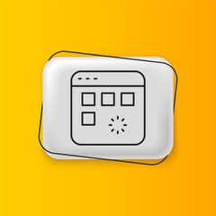 Wall Mural - Black Loading a data window with a progress bar icon isolated on yellow background. Silver rectangle button. Vector
