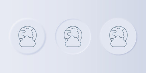 Wall Mural - Grey Global technology or social network icon isolated on grey background. Set icons in square buttons. Vector