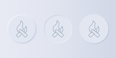 Wall Mural - grey campfire icon isolated on grey background. burning bonfire with wood. set icons in square butto