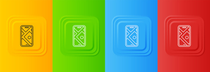Wall Mural - white infographic of city map navigation icon isolated on colorful background. mobile app interface 