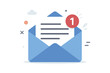 © Marie - Email notification icon with one new message. Open envelope with letter in inbox. Vector illustration for communication, correspondence, and alert. Flat design symbol for app or web.