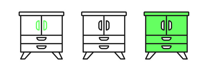 set line chest of drawers icon isolated on white background. vector