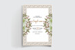 © IGNA - WEDDING INVITATION FRAME WITH FLOWER DECORATIONS AND FRESH LEAVES