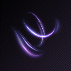 Wall Mural - light swirl with sparks and dust in violet-blue glow on transparent background. dynamic magical swir