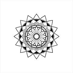 Wall Mural - abstract geometric art vector illustration featuring a black floral circle and star pattern design c