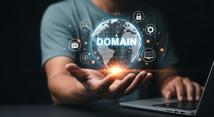 dns domain name system and web server network system concept . website name,hosting on website creat