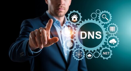 dns domain name system and web server network system concept . website name,hosting on website creat