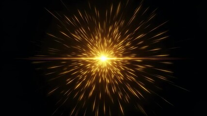 Wall Mural - bright light explosion radiating golden rays. abstract energy burst with glittering particles. dynam