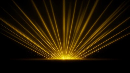 Wall Mural - golden light rays shining upward from horizon with dust particles. abstract ethereal heaven or stage