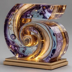 Wall Mural - colorful abstract sculpture with swirling patterns and inner light effects