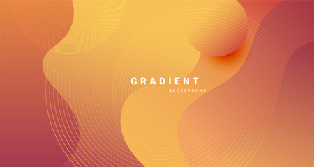 Wall Mural - vibrant abstract background with warm gradient waves and circular lines