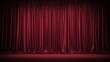 © suyu - Elegant deep red velvet theater curtain with soft folds and rich texture, creating a luxurious stage backdrop with copy space for dramatic or classical design presentations