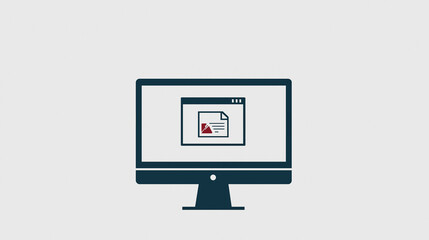 Wall Mural - digital document displayed: clean illustration showcasing a computer monitor displaying a digital do