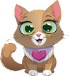 © Liana - Adorable Cartoon Cat with Heart Collar