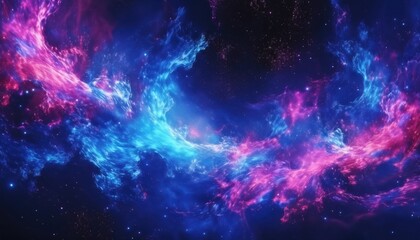 Wall Mural - vivid cosmic nebula swirl with glowing pink and blue energy clouds in deep space, perfect for futuri
