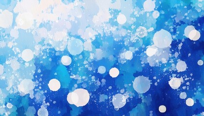Wall Mural - ethereal blue watercolor background with white bokeh light orbs and paint splatter texture ideal for web design, branding, digital print, and abstract themes

