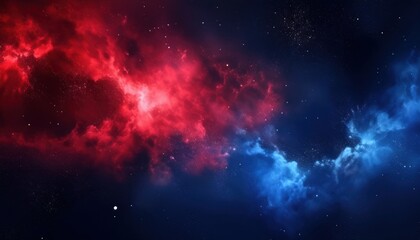Wall Mural - vivid red and blue nebula energy stream in deep space background for web design, sci-fi branding, pr