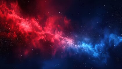 Wall Mural - vivid red and blue nebula energy stream in deep space background for web design, sci-fi branding, pr